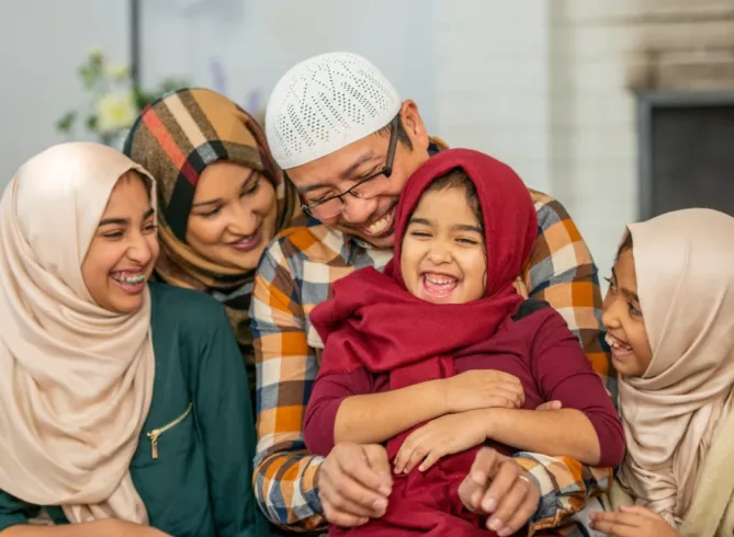 Muslim family enjoying each other's company